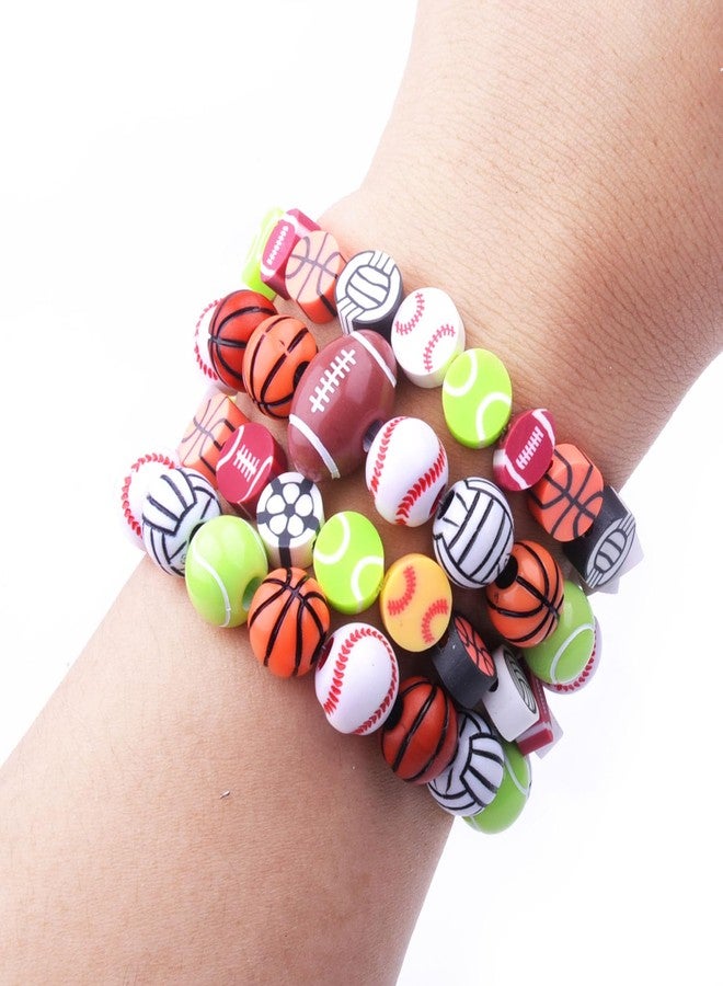 BBita 2480pcs Sports Ball Polymer Clay Beads Charms for Friendship Bracelets Making Kit Cute Fun Beads DIY Arts Crafts Birthday Gifts for Kids Girls Baseball Basketball Soccer Rugby Volleyball Football Bead - Image 3